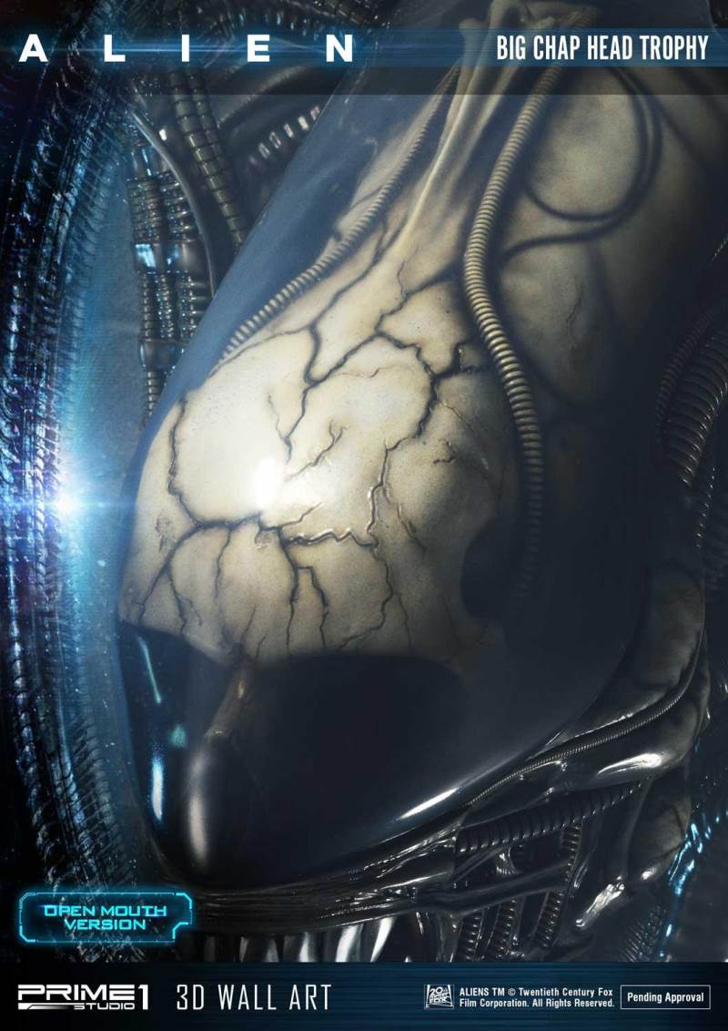 Alien Big Chap Head Trophy 3D Wall ArtOpen Mouth Version