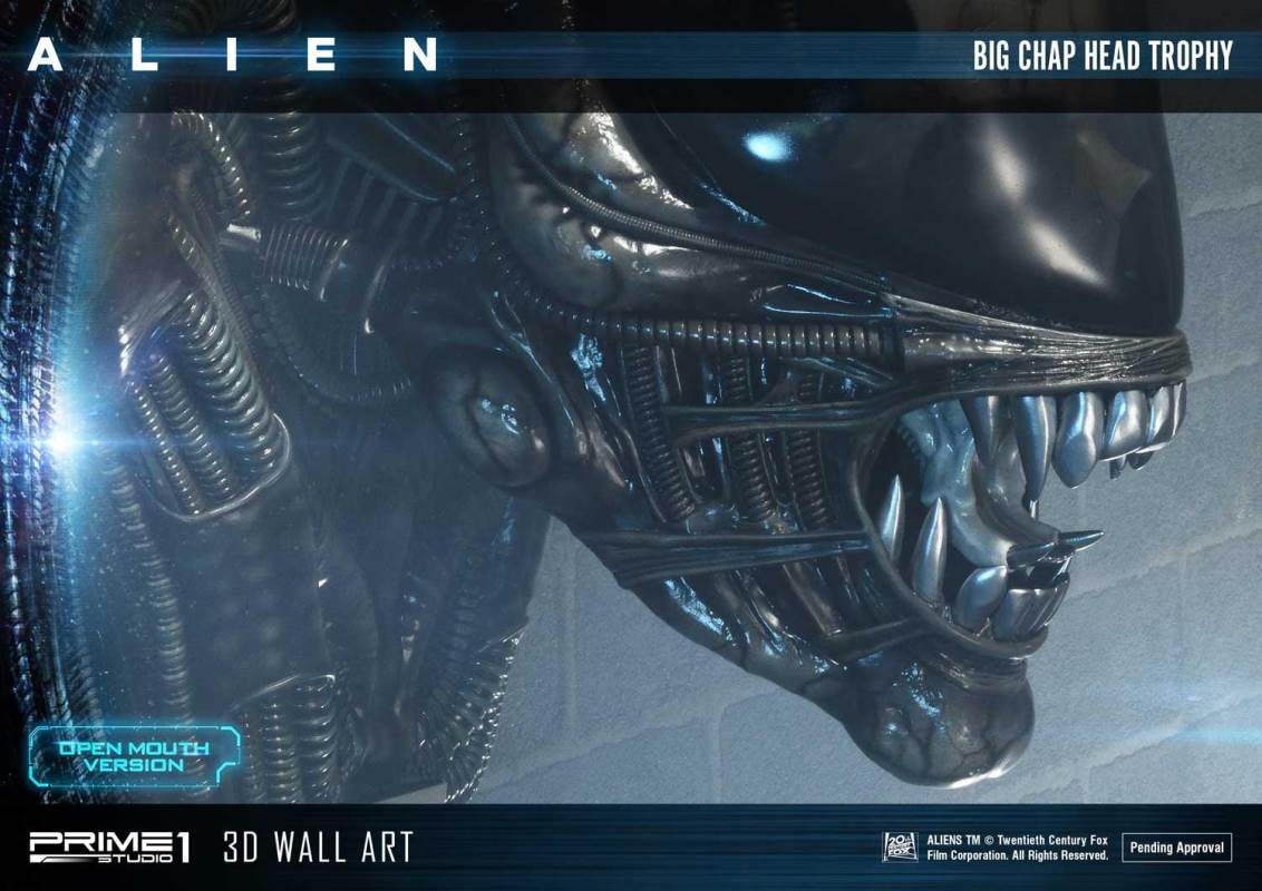 Alien Big Chap Head Trophy 3D Wall ArtOpen Mouth Version