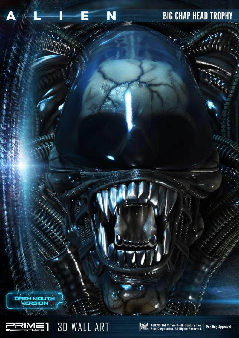 Alien Big Chap Head Trophy 3D Wall ArtOpen Mouth Version