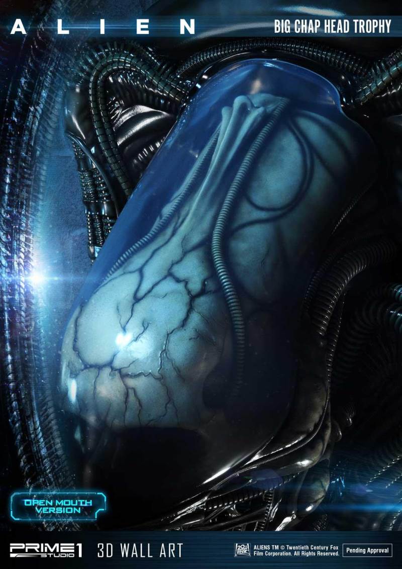 Alien Big Chap Head Trophy 3D Wall ArtOpen Mouth Version