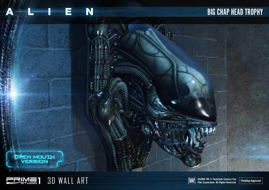 Alien Big Chap Head Trophy 3D Wall ArtOpen Mouth Version