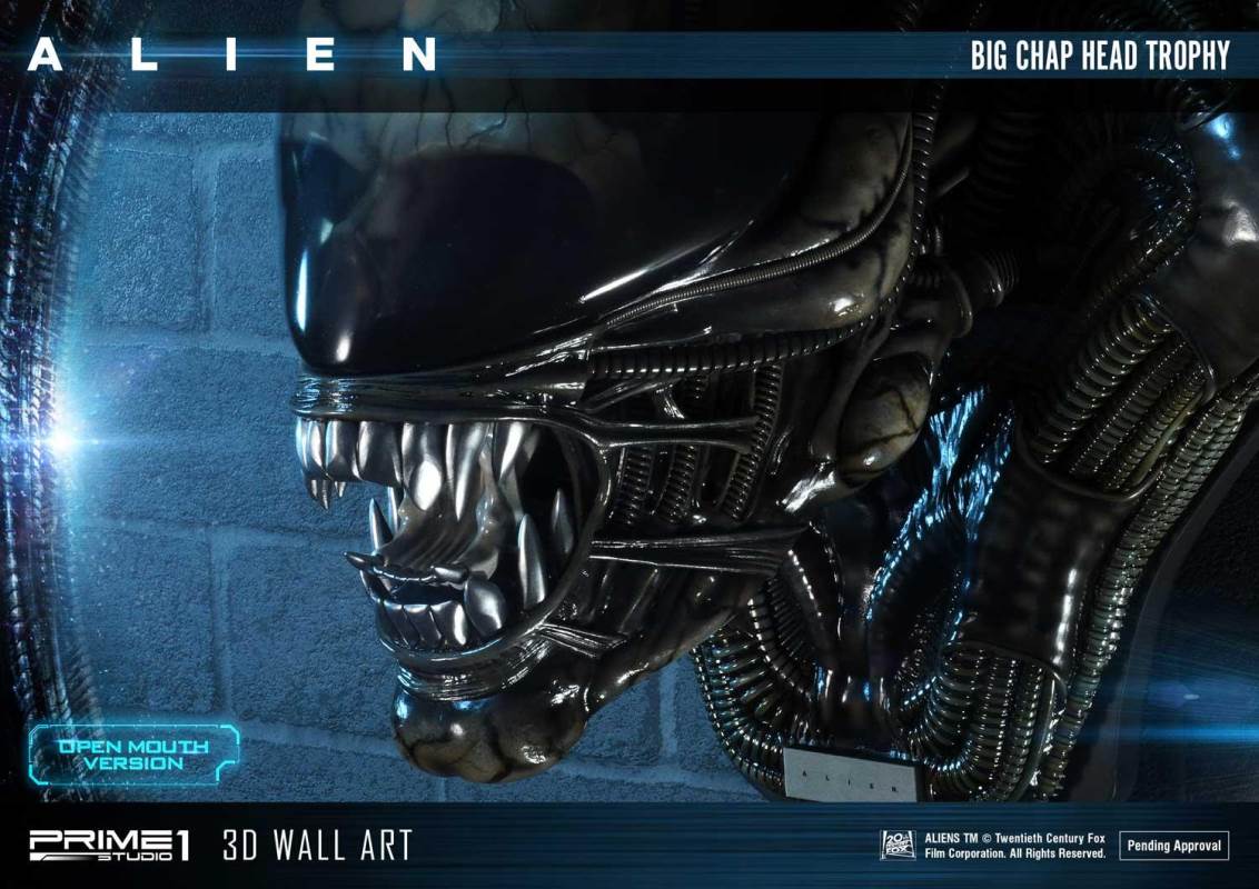 Alien Big Chap Head Trophy 3D Wall ArtOpen Mouth Version