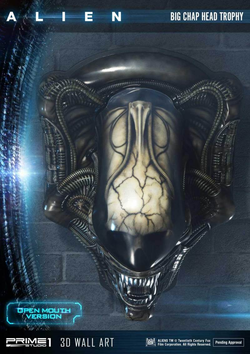 Alien Big Chap Head Trophy 3D Wall ArtOpen Mouth Version