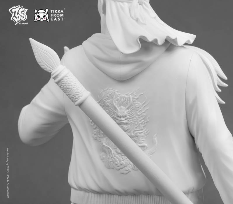 60cm Guan Gong Monochrome Statue