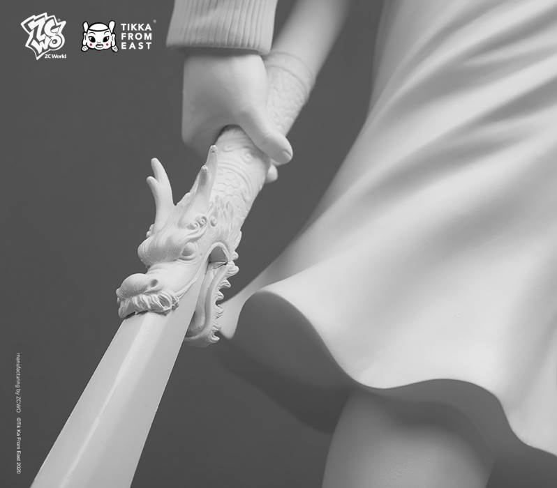 60cm Guan Gong Monochrome Statue