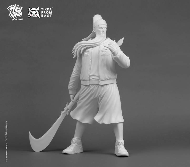 60cm Guan Gong Monochrome Statue