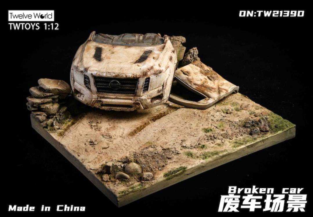 Scrap car scene floor model 1/12
