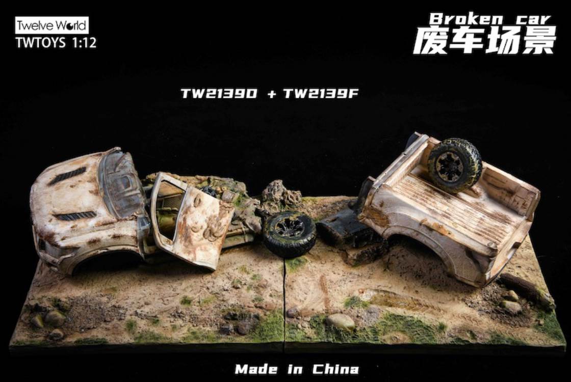 Scrap car scene floor model 1/12