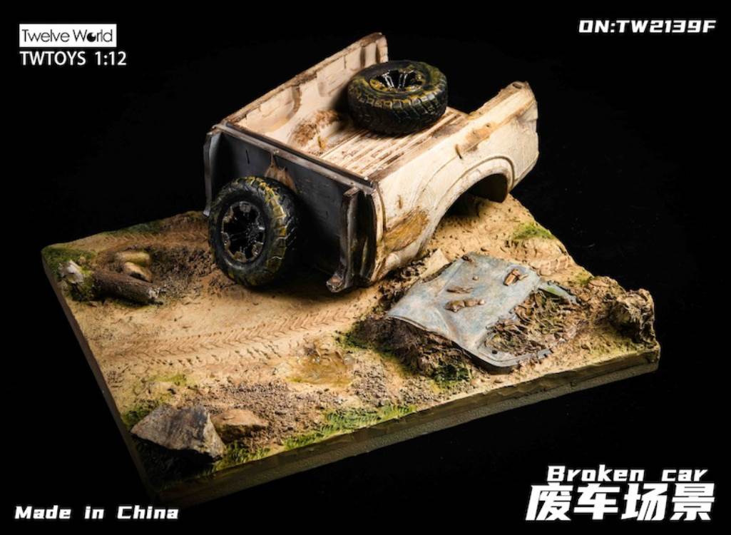 Scrap car scene floor model 1/12