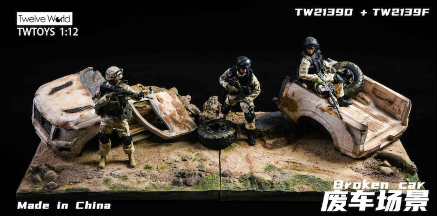 Scrap car scene floor model 1/12
