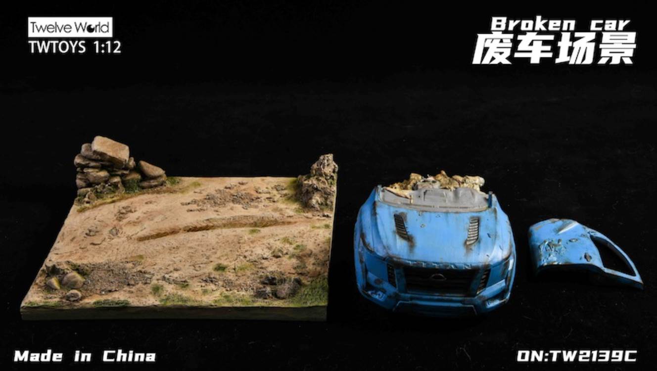 Scrap car scene floor model 1/12
