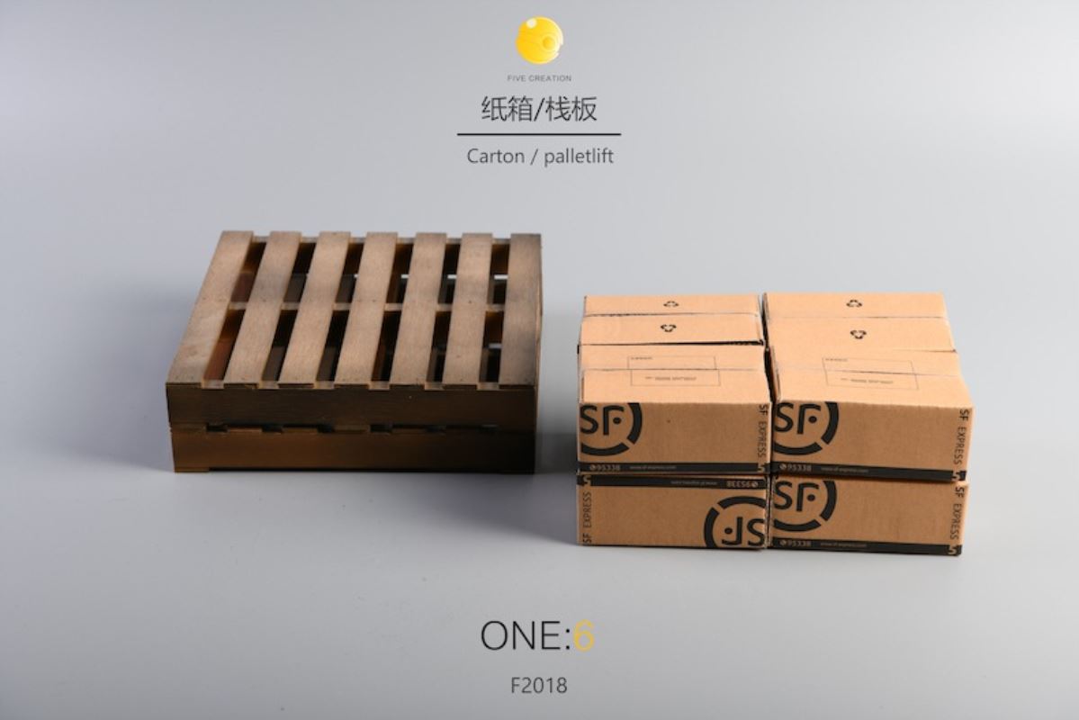 1/6 express box + wooden pallet scene model