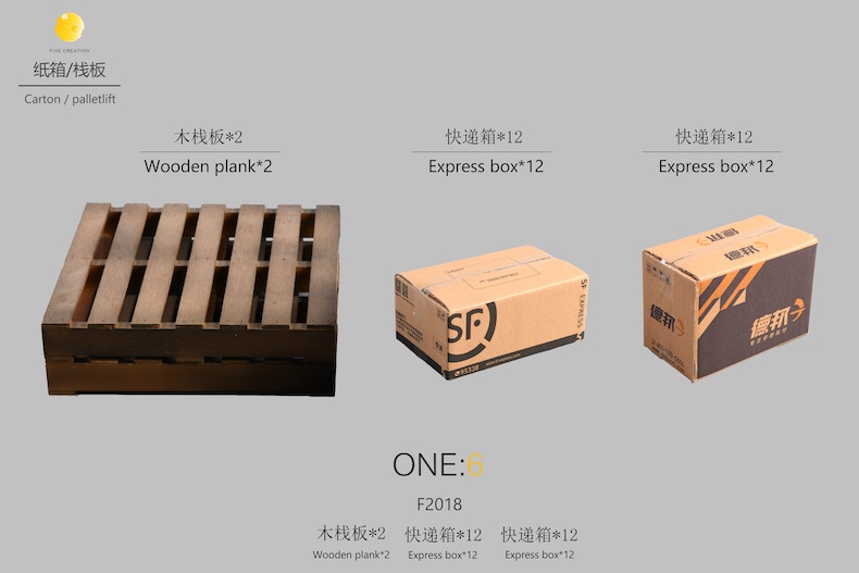 1/6 express box + wooden pallet scene model