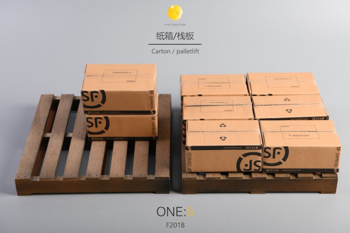 1/6 express box + wooden pallet scene model