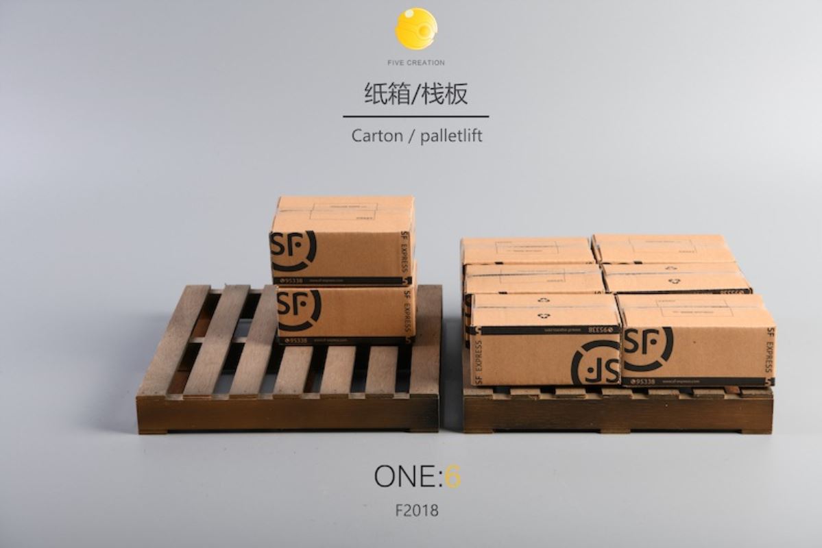 1/6 express box + wooden pallet scene model