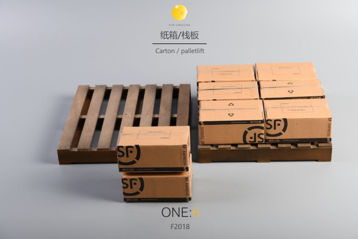1/6 express box + wooden pallet scene model