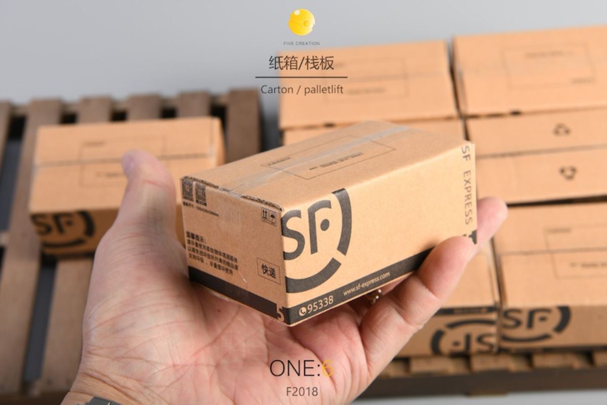 1/6 express box + wooden pallet scene model
