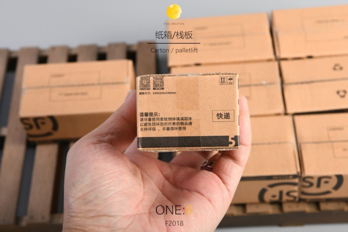 1/6 express box + wooden pallet scene model
