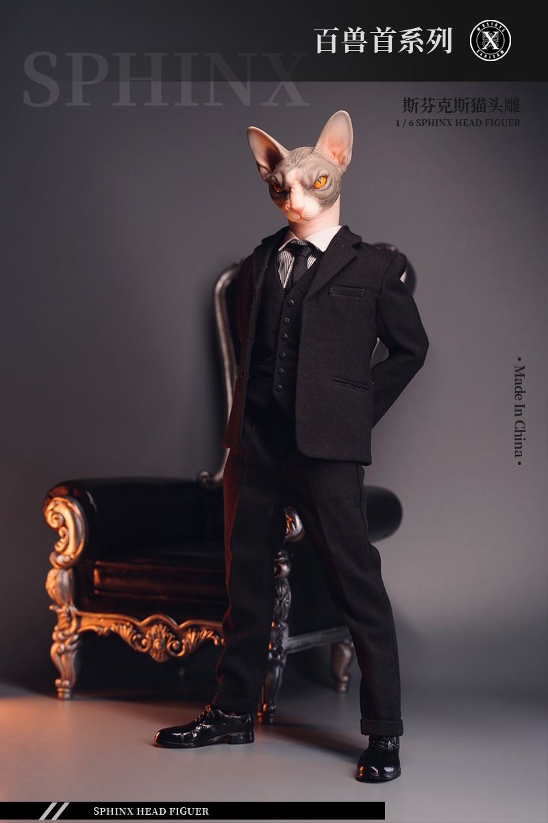 series of beasts - hairless cat animal head sculpture 1/6