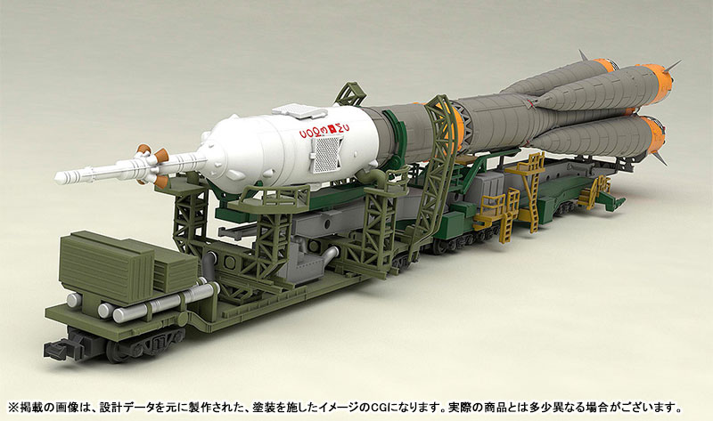 MODEROID 1/150 Plastic Model Soyuz Rocket & Transport Train