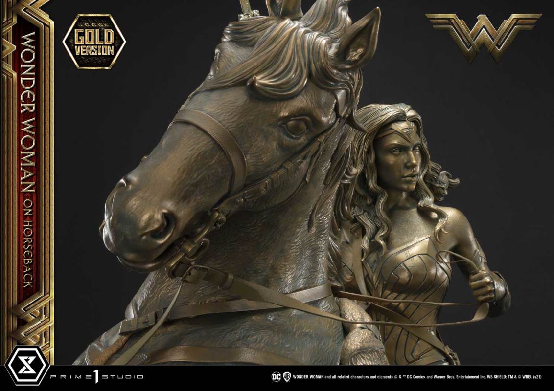 Wonder Woman on Horseback Golden Sculpture Edition