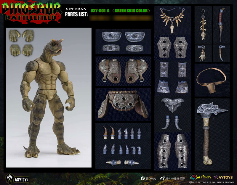 Dinosaur Battlefield AXY001B Carnotaurus Warrior Veteran (Green) 1/12