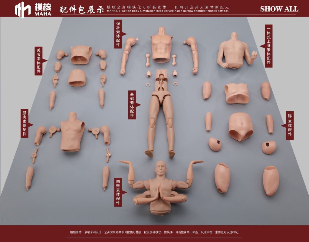 Modular male body and one-piece arm accessory package 1/6