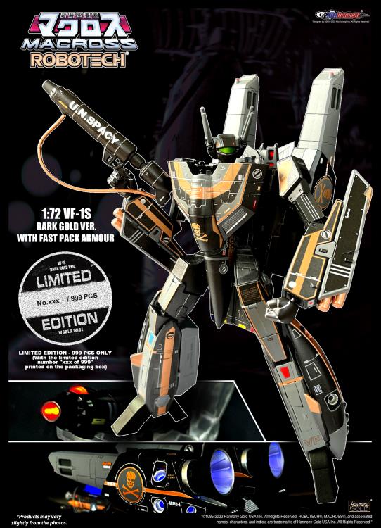 Macross VF-1S Valkyrie (Dark Gold Ver.) with Fast Pack Armor 1/72