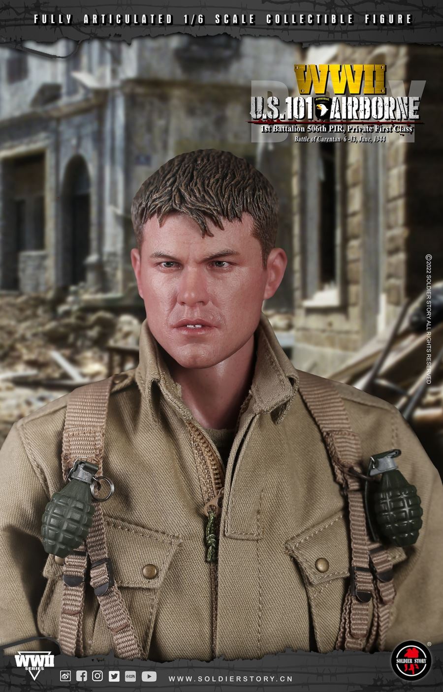 WWII U.S. 101st Airborne DIV. 1st Battalion 506th PIR, Private First Class 1/6