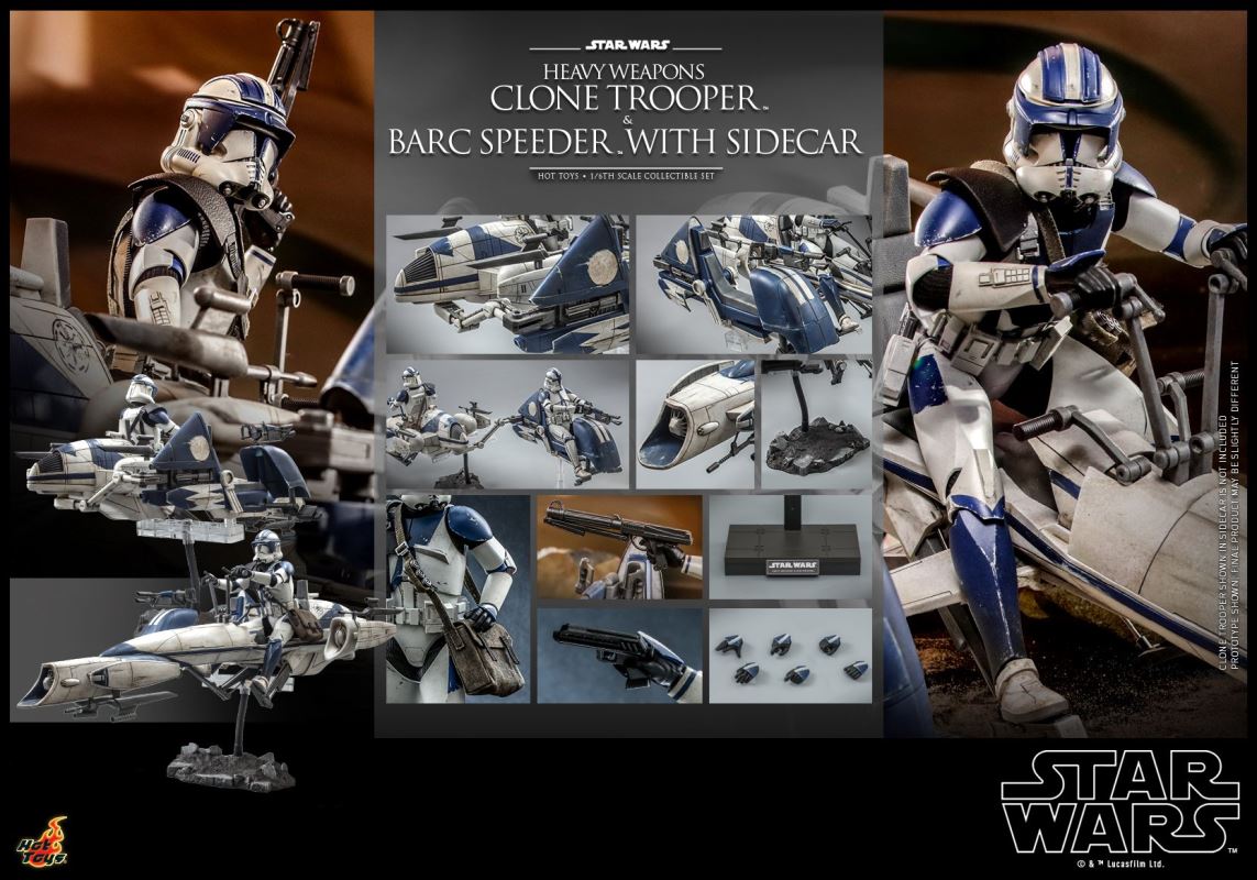 Star Wars: The Clone Wars - Heavy Weapons Clone Trooper and BARC Speeder with Sidecar Collectible Set 1/6