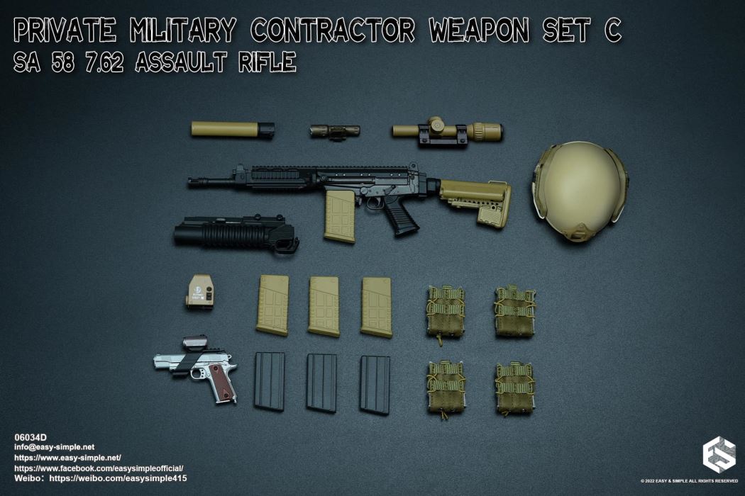 Private Military Contractor Weapon Set 1/6