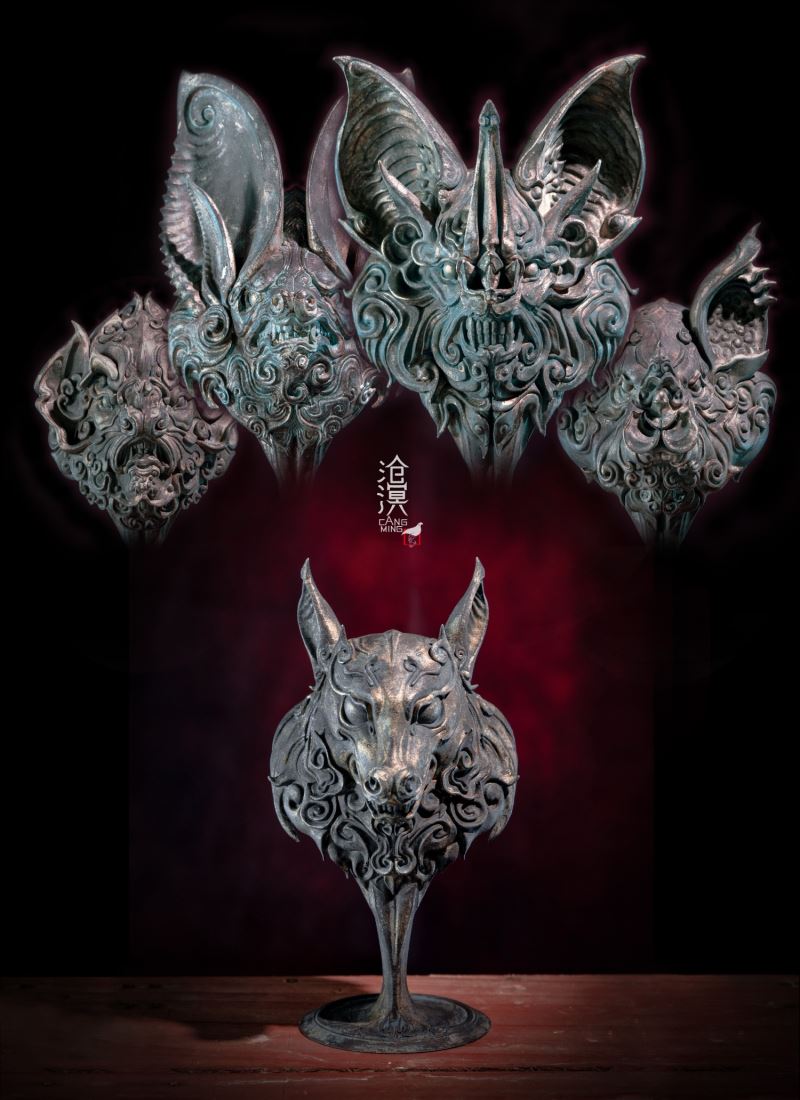 Five Bats Linmen Bronze Bat Head