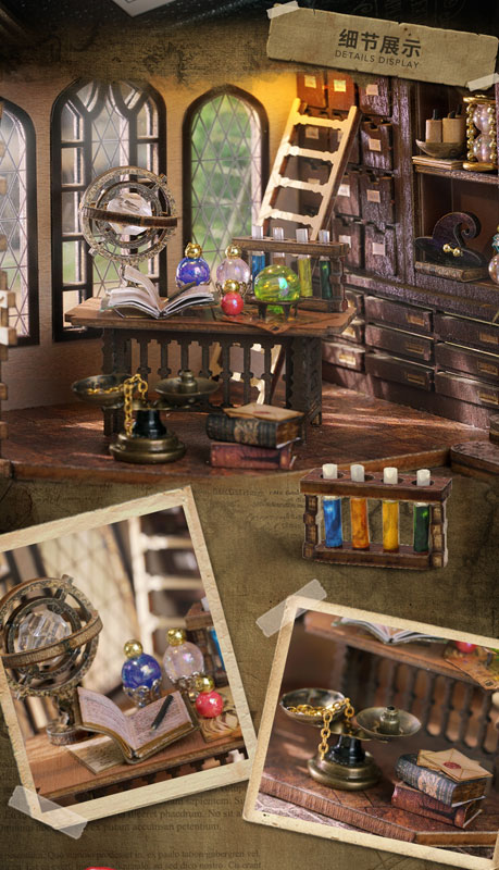 Miniature Dollhouse Magician's House Handmade Kit