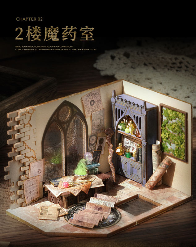 Miniature Dollhouse Magician's House Handmade Kit