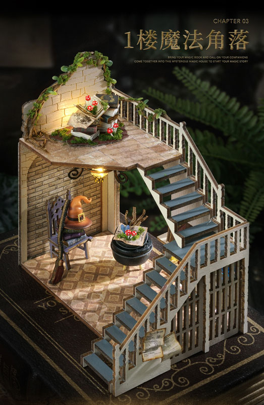 Miniature Dollhouse Magician's House Handmade Kit