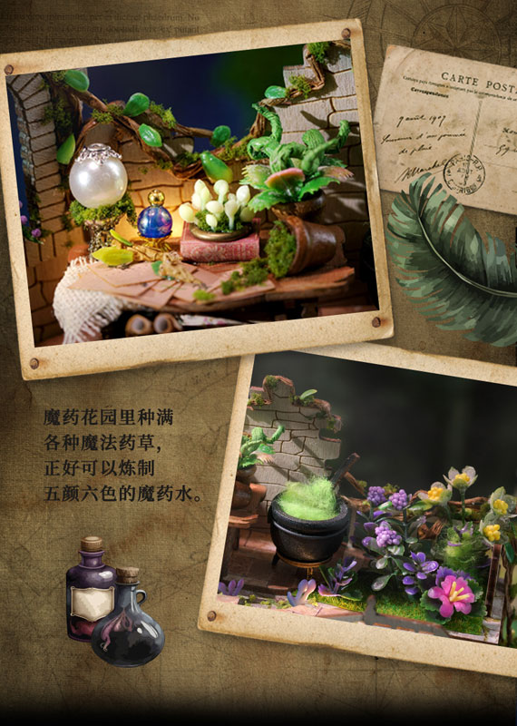 Miniature Dollhouse Magician's House Handmade Kit