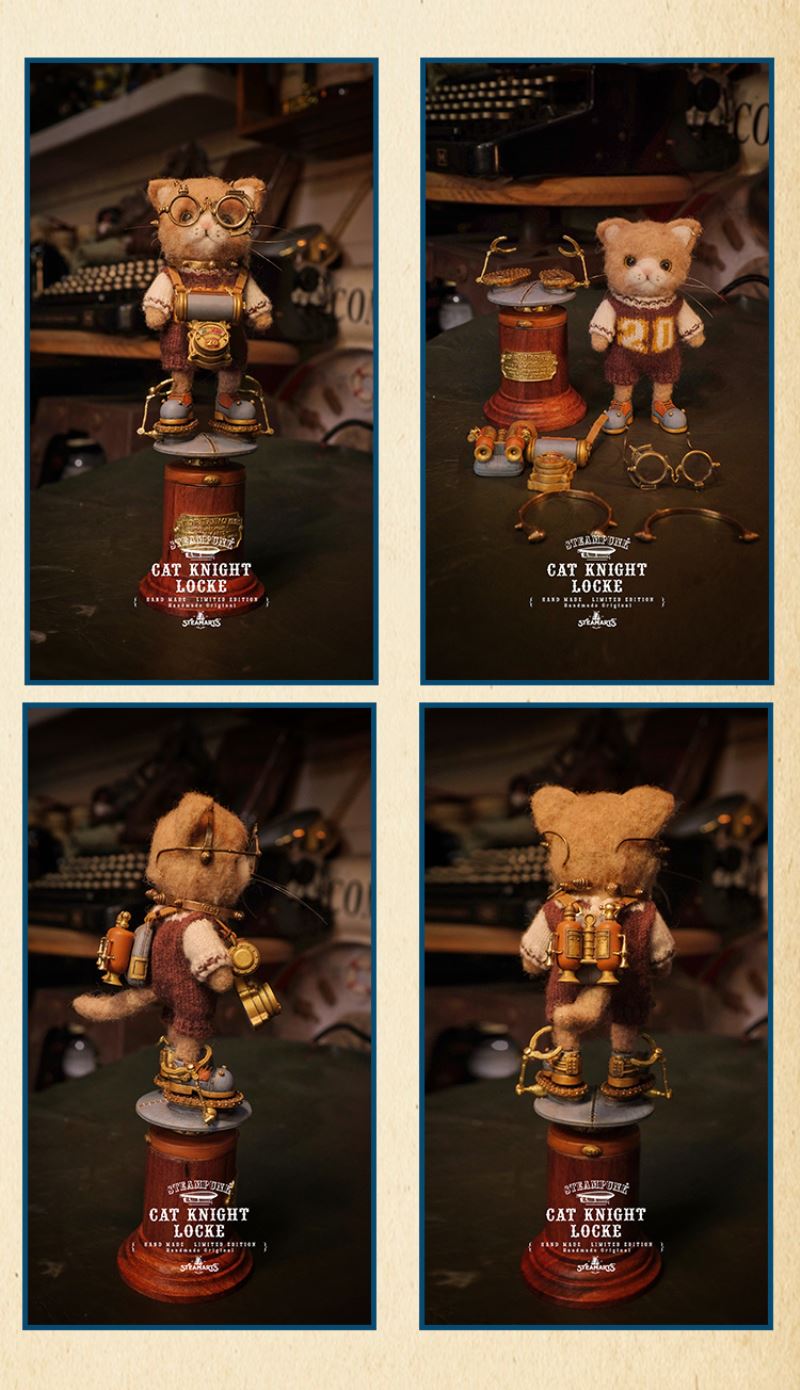 CAT KNIGHT LOCKE (blue-gray wool felt handmade limited)