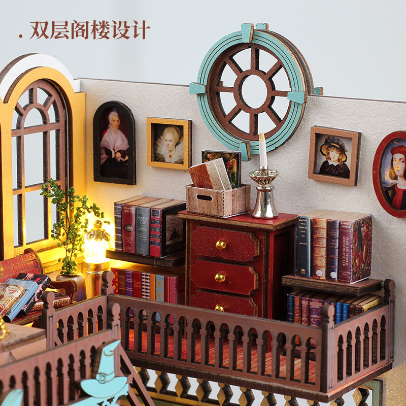 Miniature Dollhouse Magic Bookstore Wooden Handmade Kit