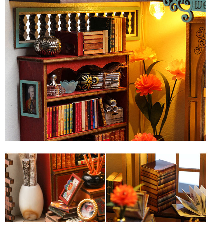 Miniature Dollhouse Magic Bookstore Wooden Handmade Kit