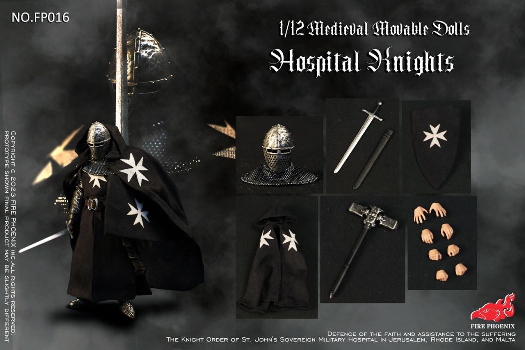 Die-casting alloy Medieval Teutonic Knights&Medieval Hospital Knights Double Figure Set 1/12