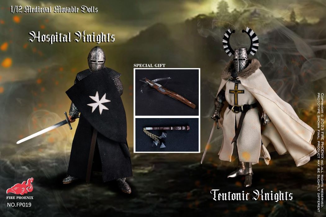 Die-casting alloy Medieval Teutonic Knights&Medieval Hospital Knights Double Figure Set 1/12