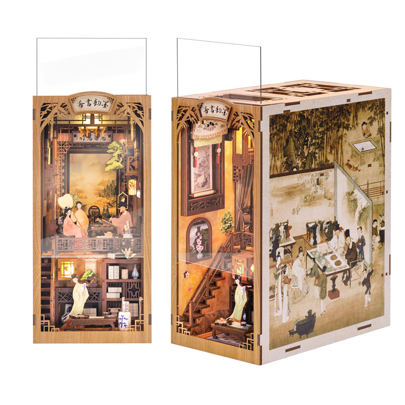 Miniature Doll House Ink Rhyme Bookstore Wooden Handmade Kit