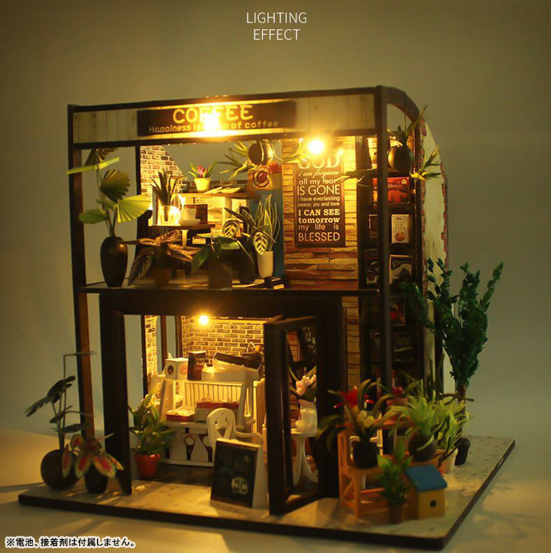 Miniature Doll House Cafe Shop Wooden Handmade Kit