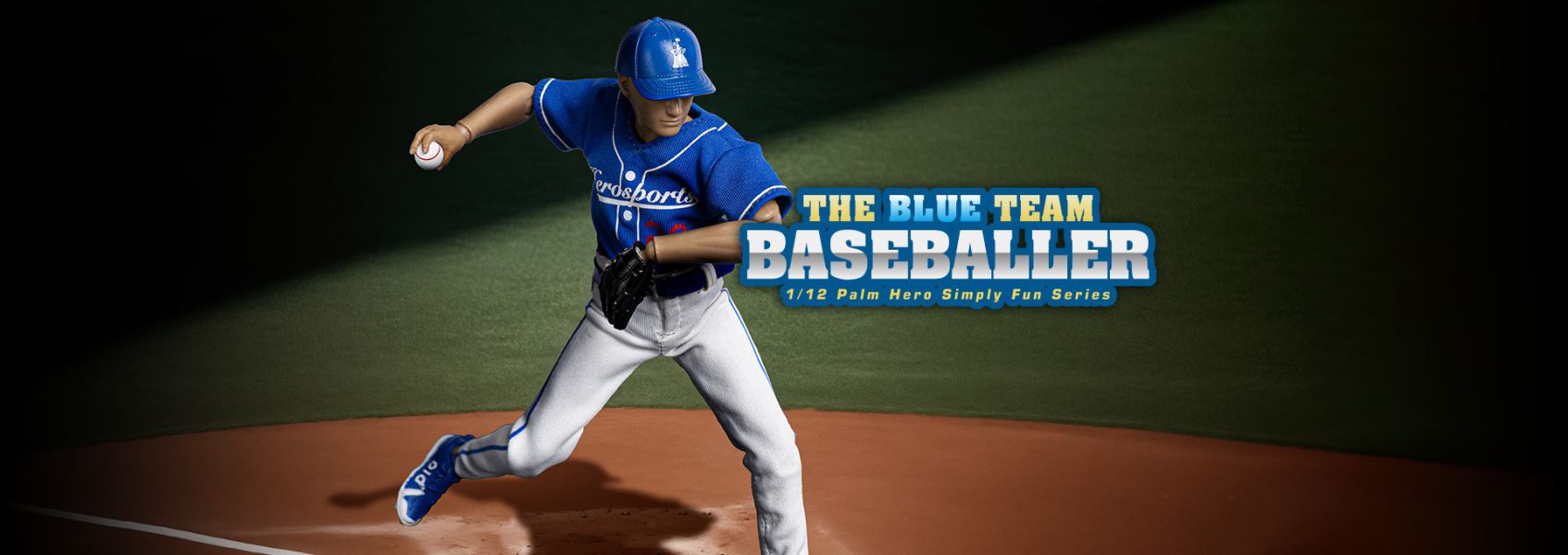 Handheld Hero Real Series-White Team Baseball Player/Blue Team Baseball Player 1/12