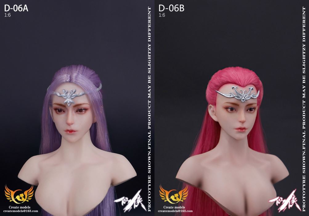 Fairy Hero series female head - AB two hair colors 1/6
