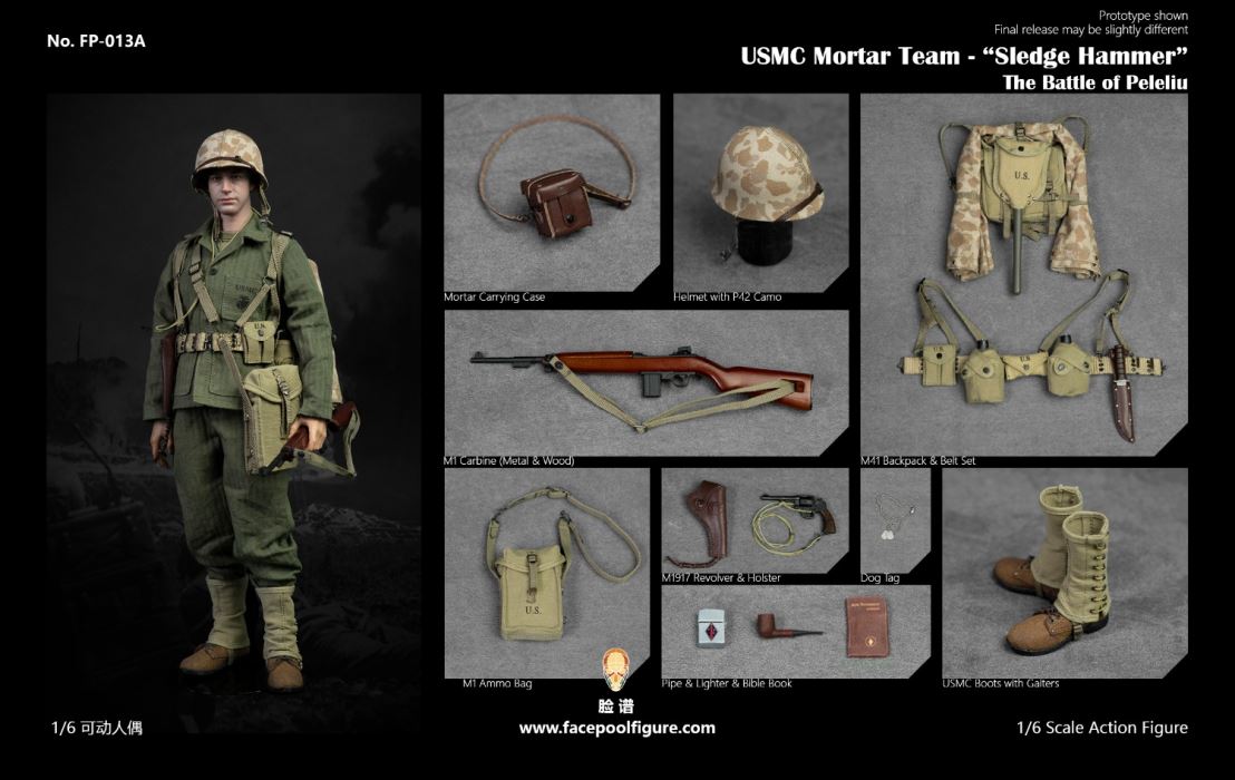World War II US Marine Corps mortar player Sledgehammer 1/6