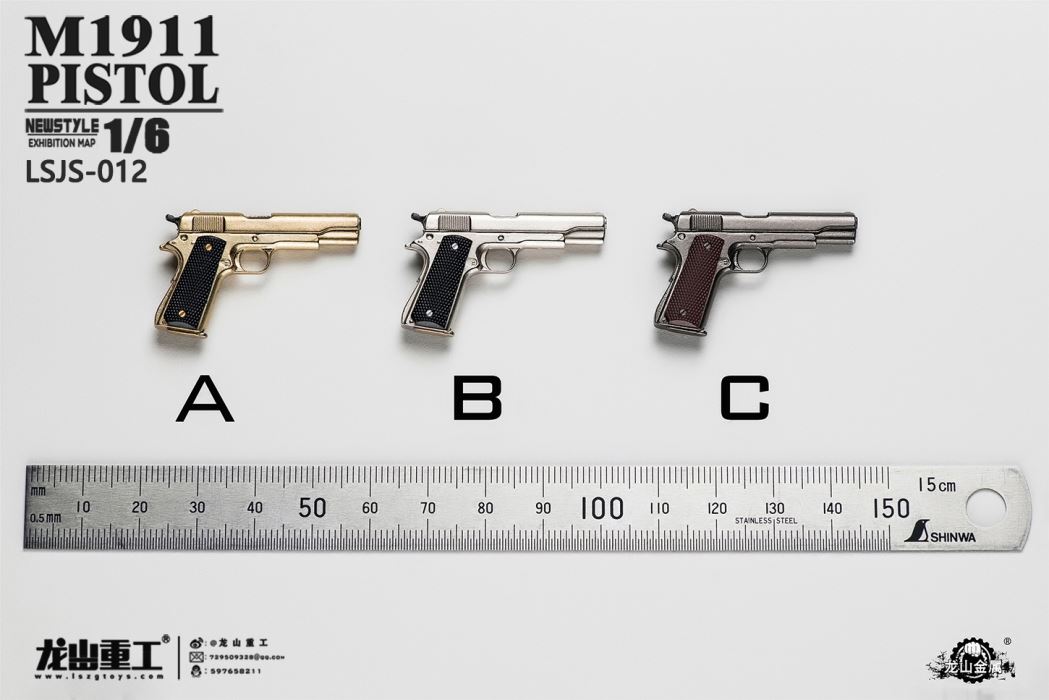 soldier man die-casting alloy M1911 pistol model 1/6