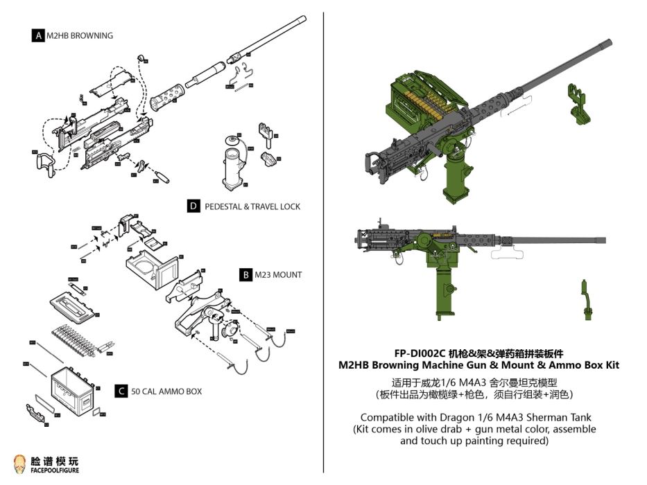 FPDI002 scene platform Sherman tank command podium + Browning machine gun & rack set 1/6