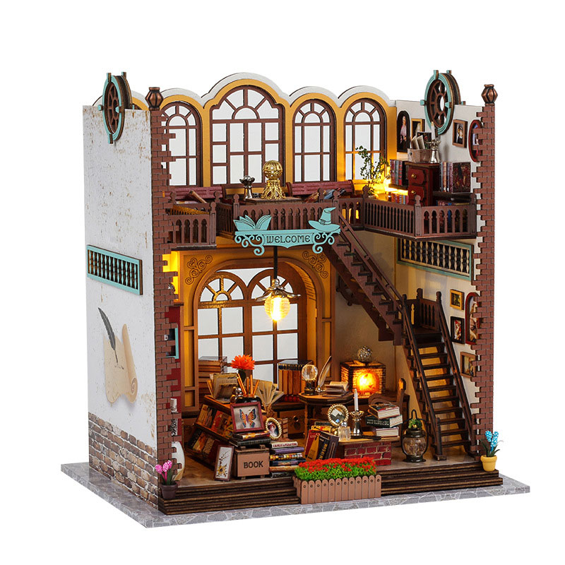 Miniature Dollhouse Magic Bookstore Wooden Handmade Kit