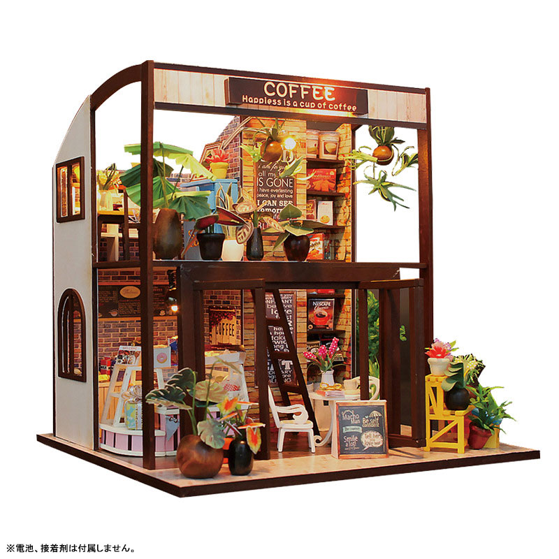 Miniature Doll House Cafe Shop Wooden Handmade Kit